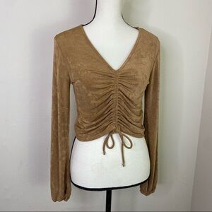 NWT Just Polly Tan Drawstring Crop‎ Womens Top Size M